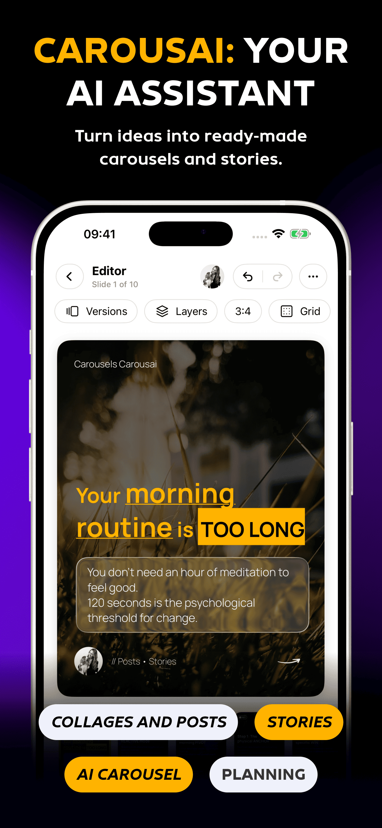 Create carousels using AI in Carousai